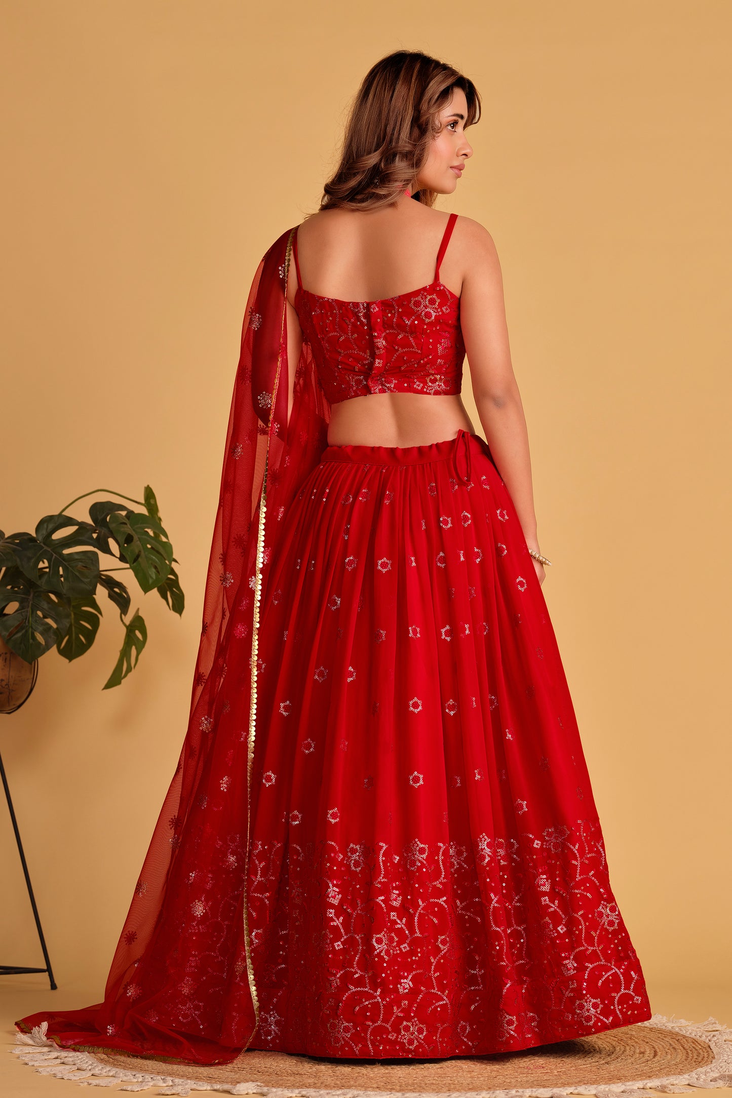 Dazzling Red Designer Lehenga