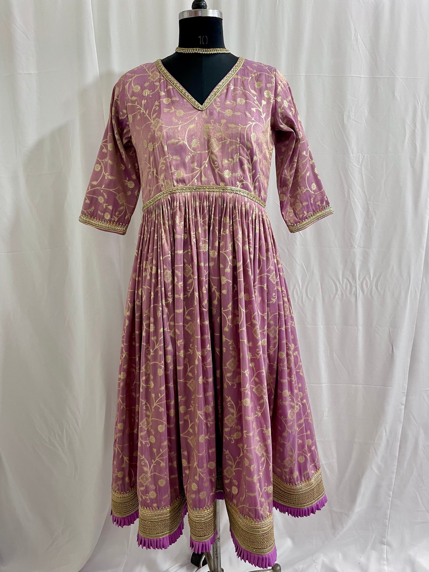 Purple tissue silk anarkali salwar kameez suit for women