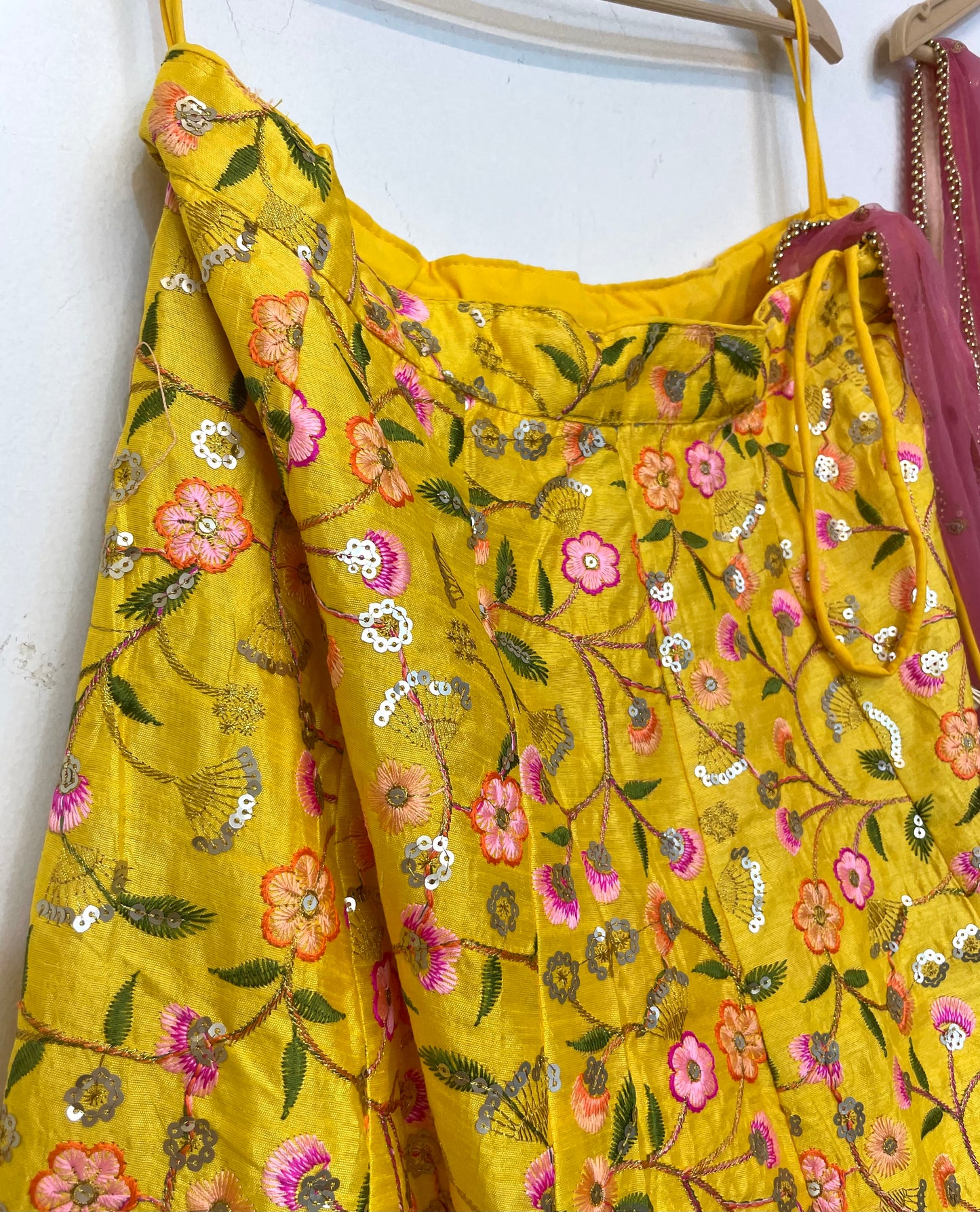 Lehenga for Haldi Function Indian Ethnic Embroidered Yellow Outfit