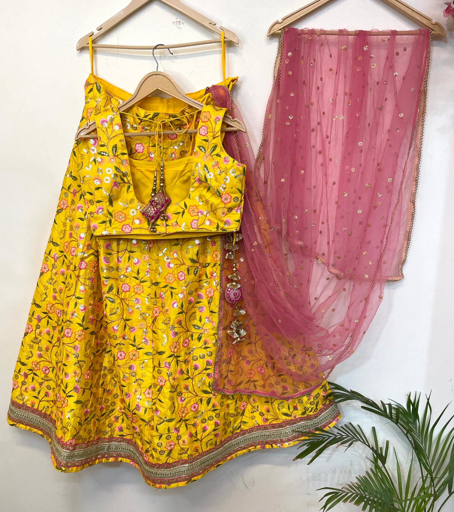 Lehenga for Haldi Function Indian Ethnic Embroidered Yellow Outfit