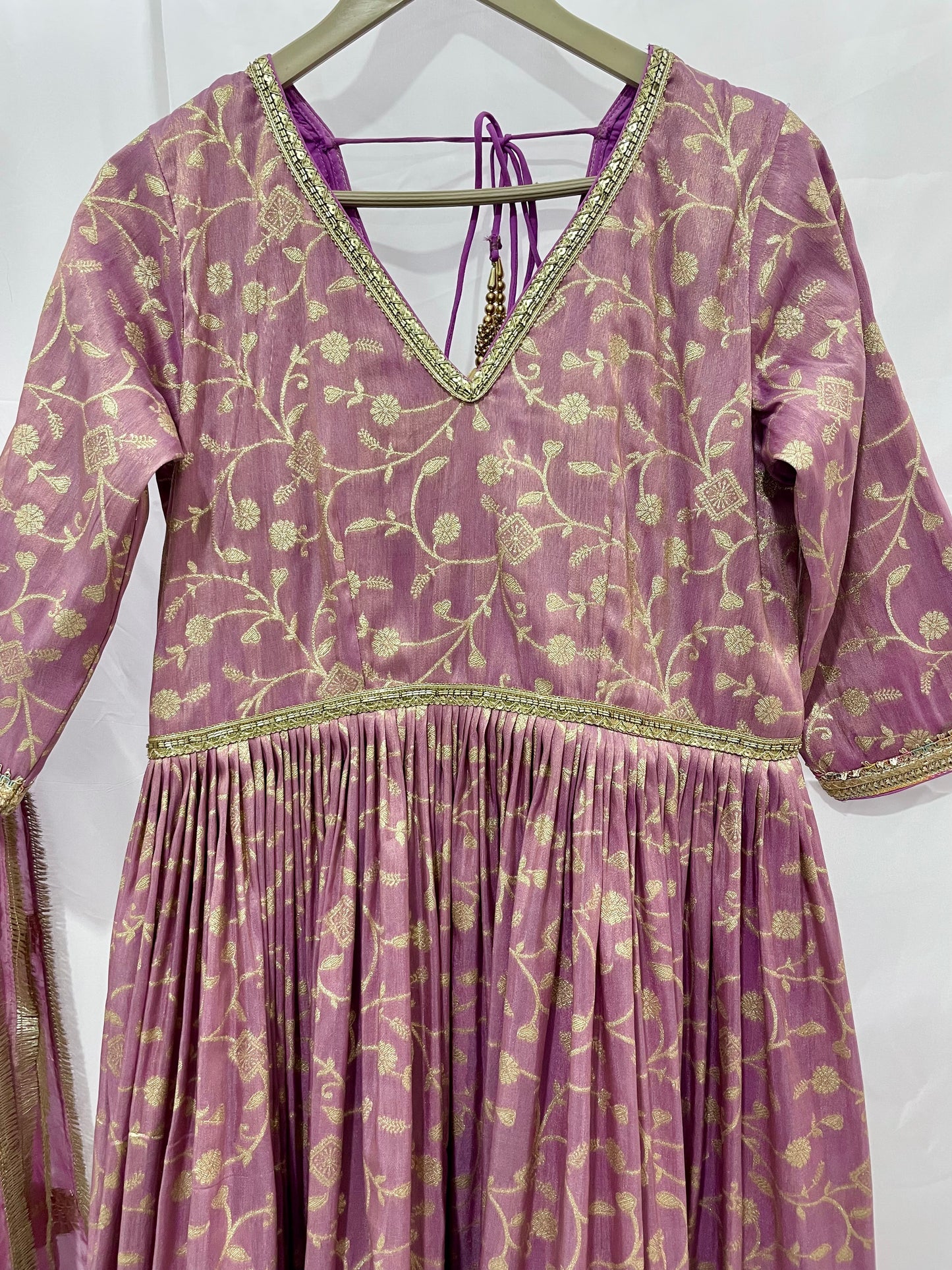 Purple tissue silk anarkali salwar kameez suit for women