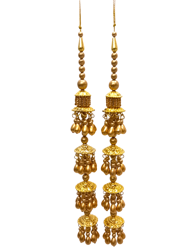 Golden Beaded Tassels for Bridal Lehenga Choli