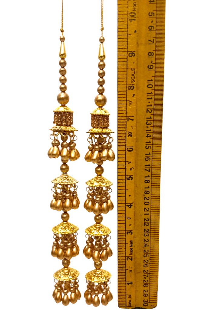 Golden Beaded Tassels for Bridal Lehenga Choli