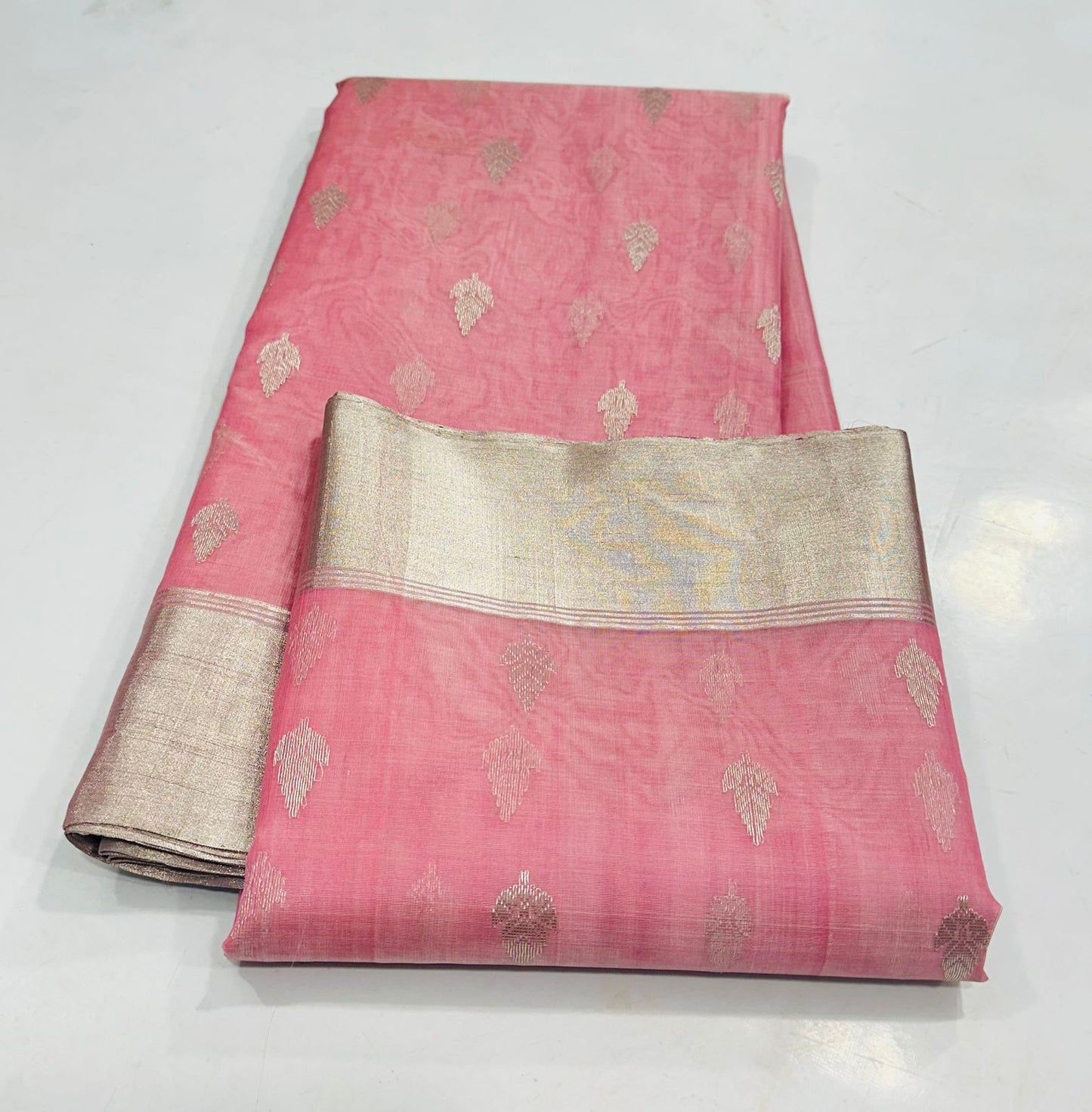 Blush Pink Katan Silk Saree with Zari Woven Motifs
