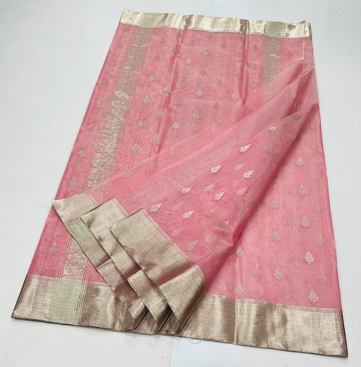 Blush Pink Katan Silk Saree with Zari Woven Motifs