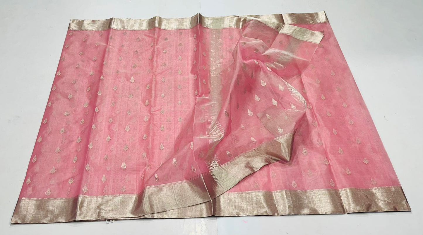 Blush Pink Katan Silk Saree with Zari Woven Motifs