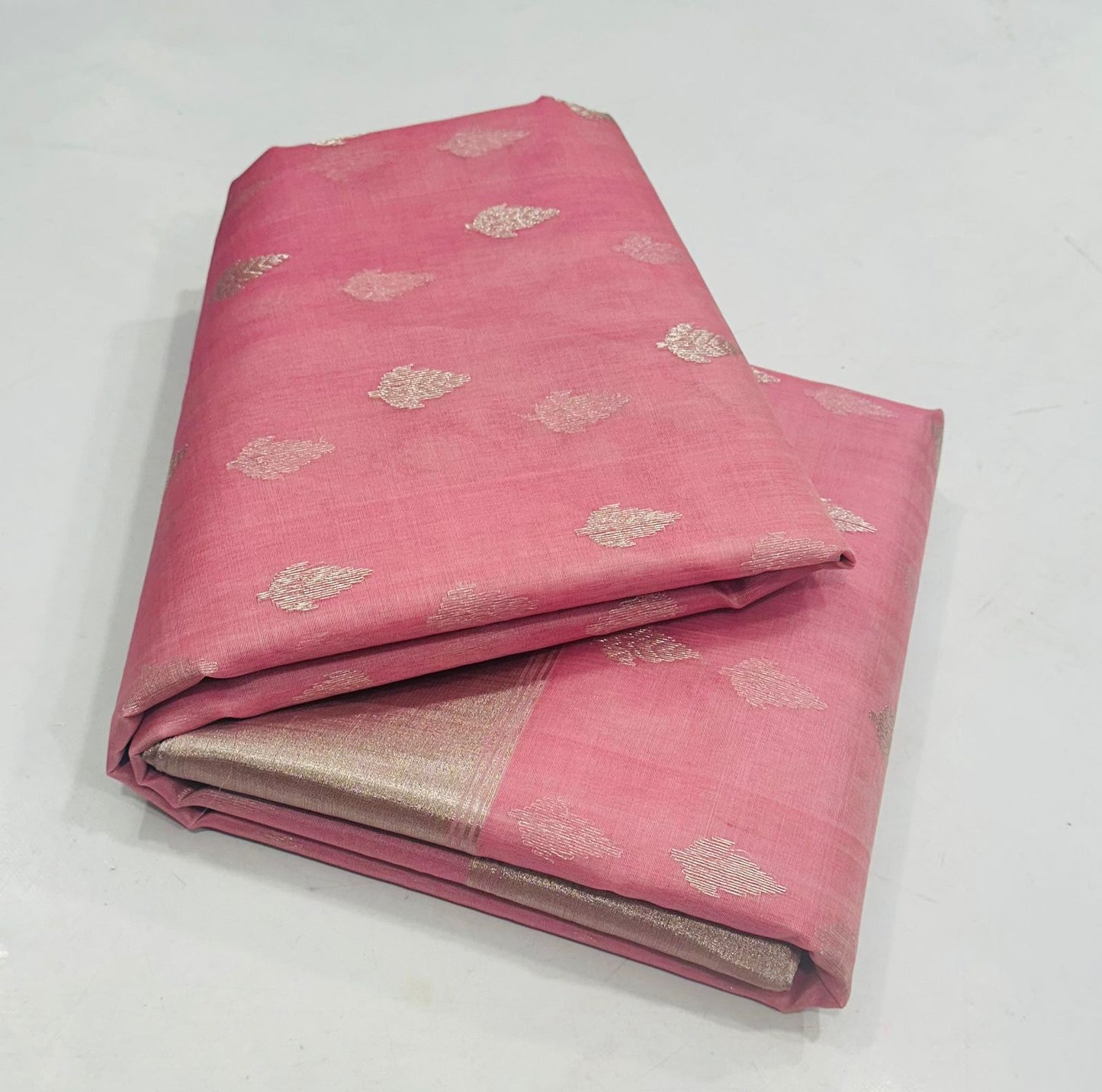 Blush Pink Katan Silk Saree with Zari Woven Motifs