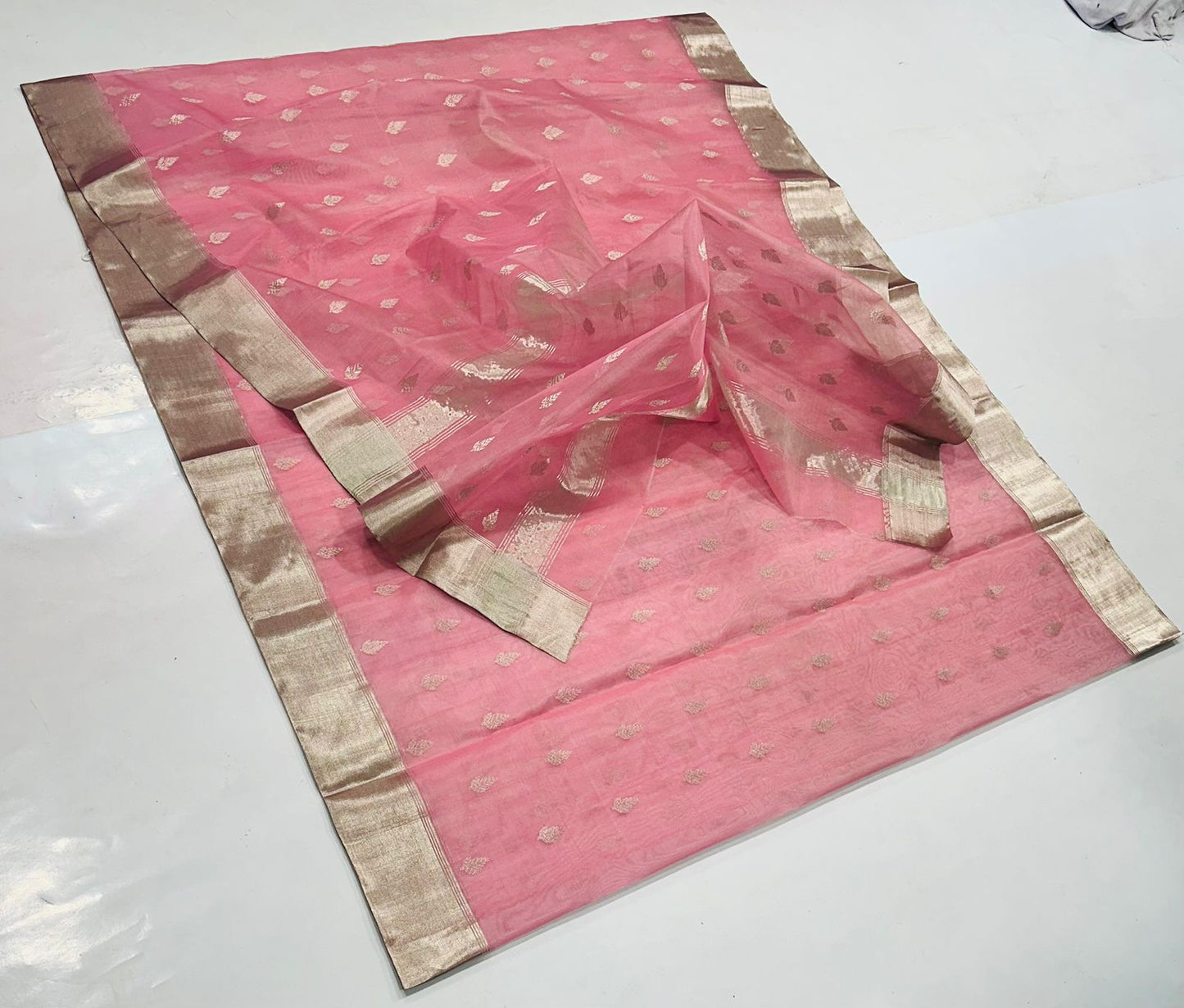 Blush Pink Katan Silk Saree with Zari Woven Motifs