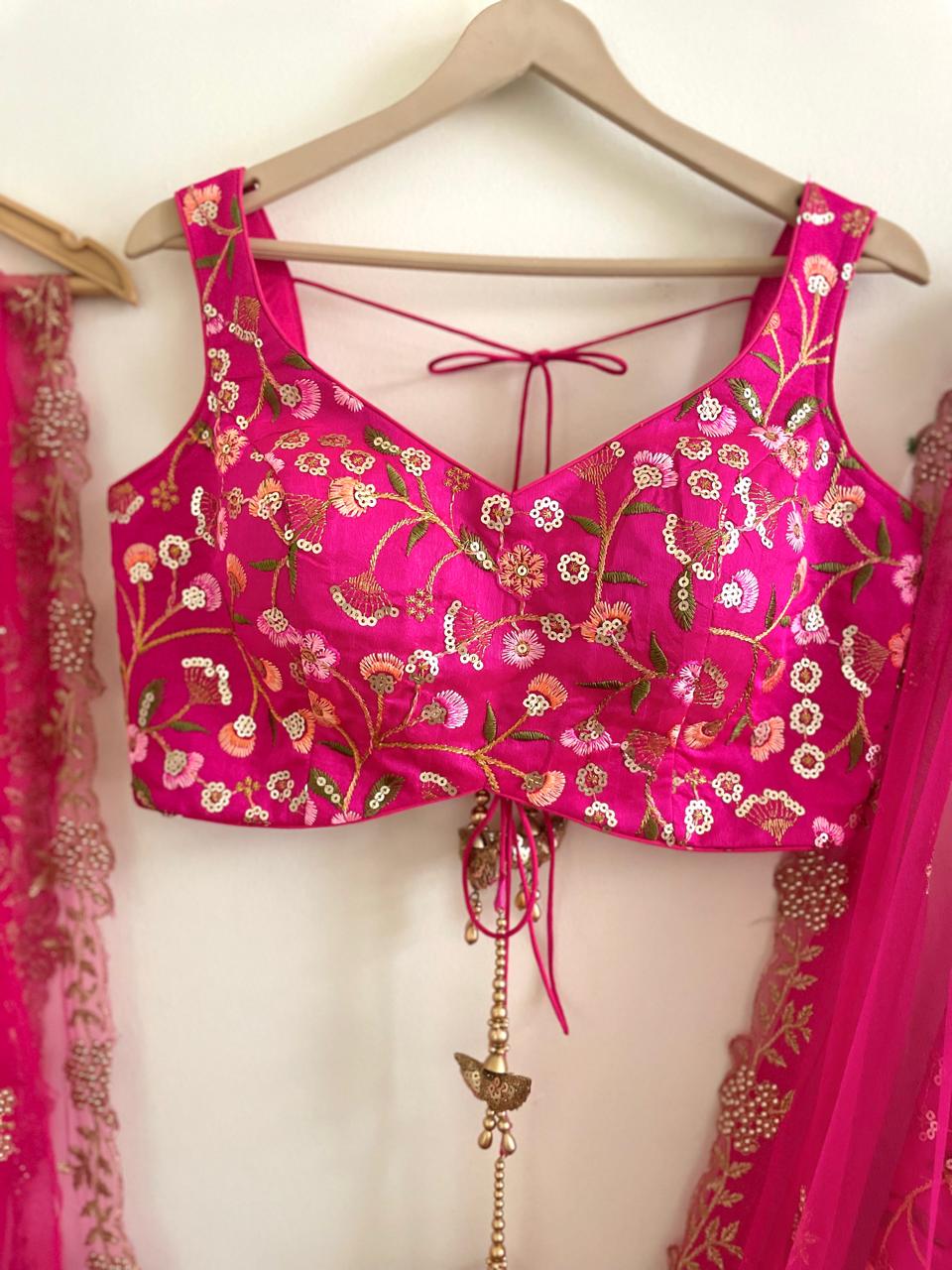 Radiant Rani Pink Embroidered Lehenga Set