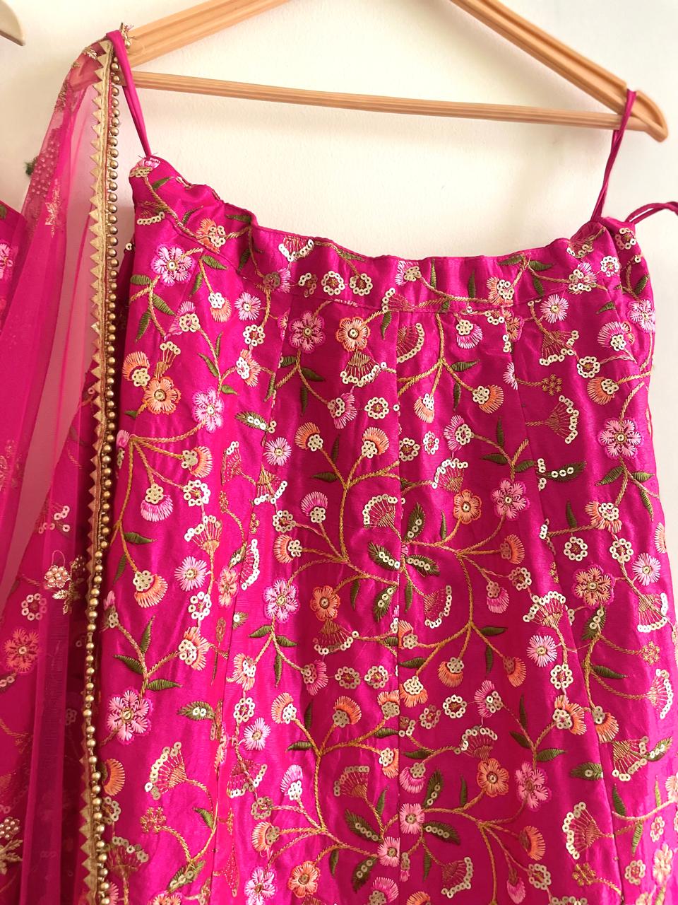 Radiant Rani Pink Embroidered Lehenga Set