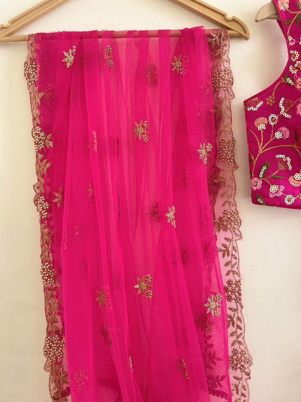 Radiant Rani Pink Embroidered Lehenga Set