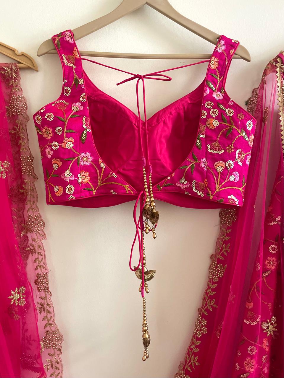 Radiant Rani Pink Embroidered Lehenga Set