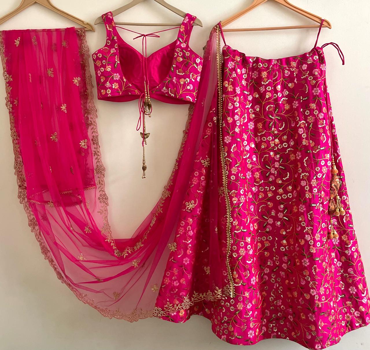 Radiant Rani Pink Embroidered Lehenga Set