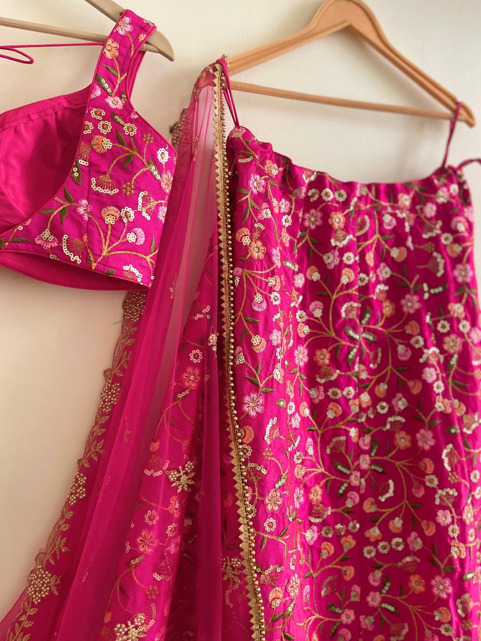Radiant Rani Pink Embroidered Lehenga Set