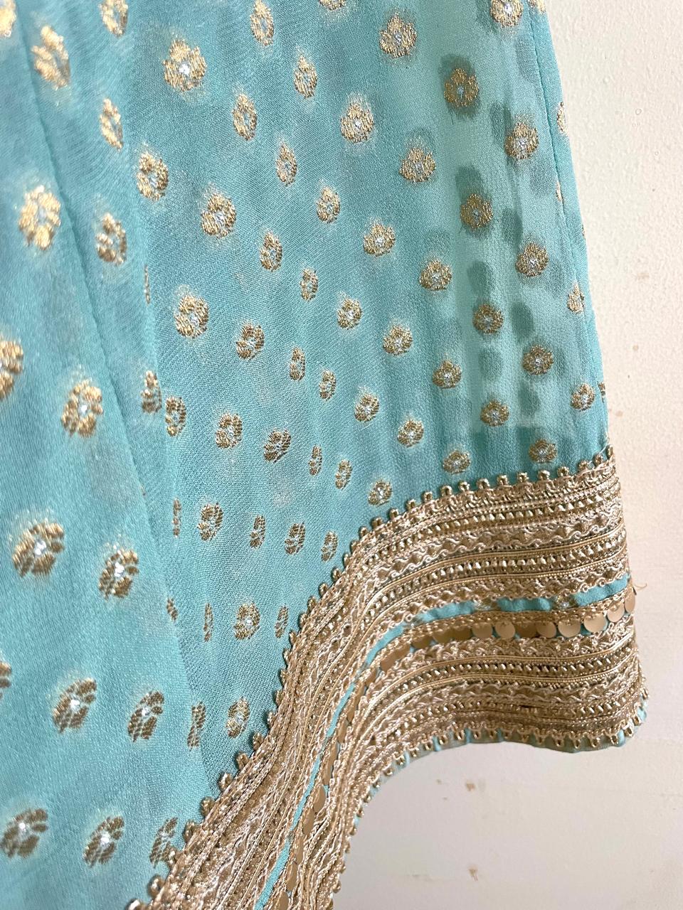 Sage Green Indian Designer Lehenga Blouse for Wedding Guest