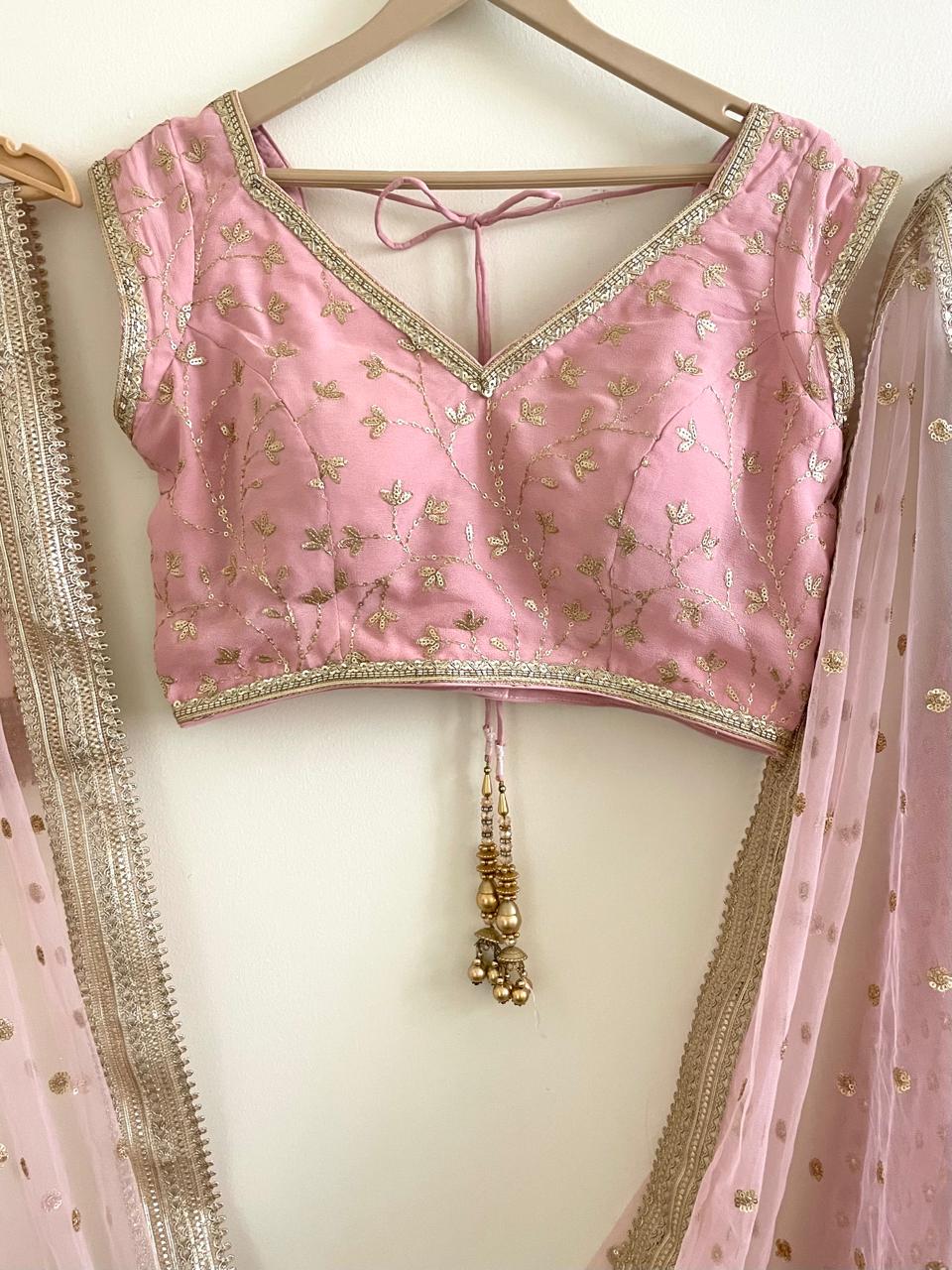 Baby Pink Sequin Work Lehenga Set