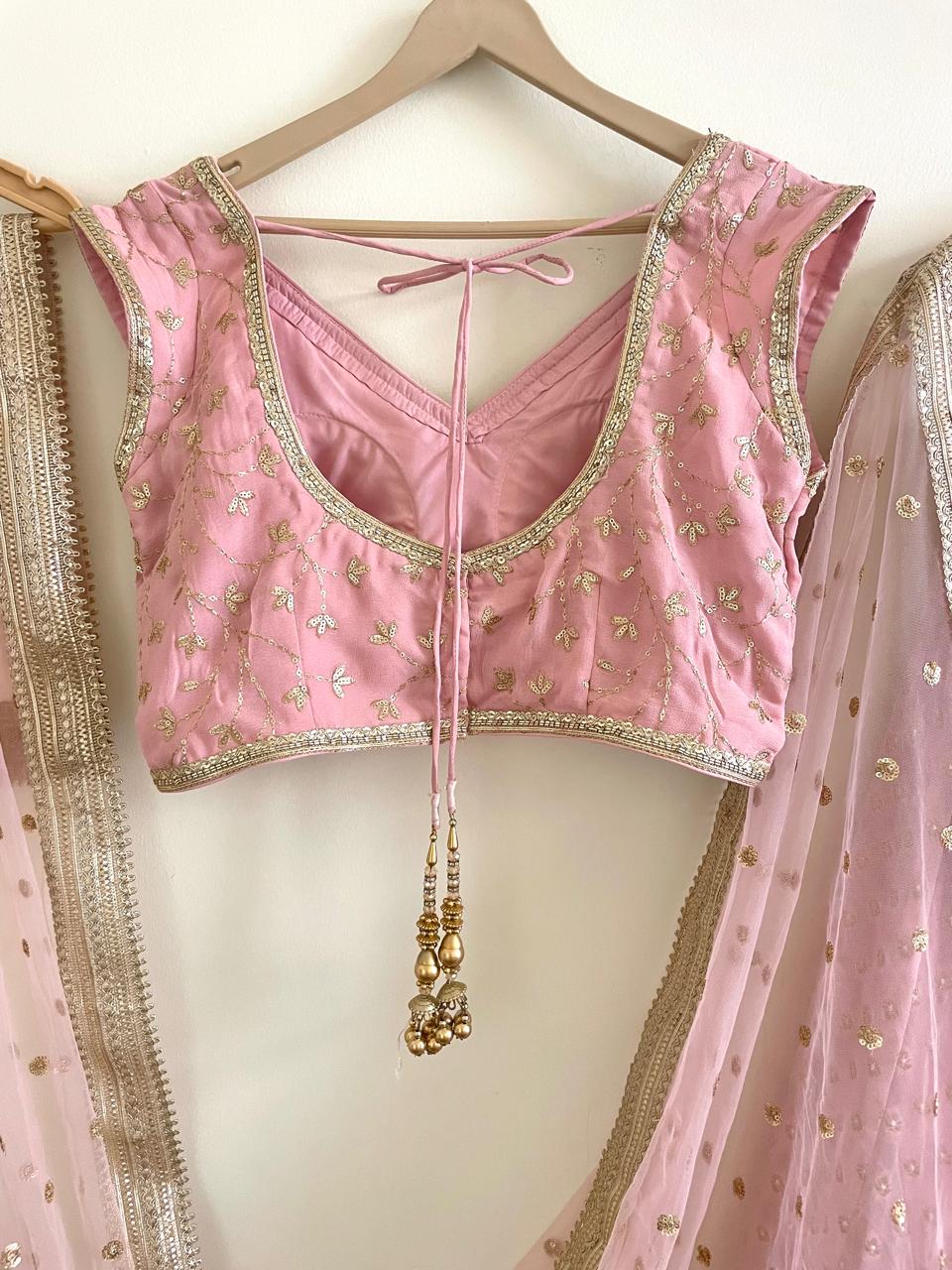 Baby Pink Sequin Work Lehenga Set