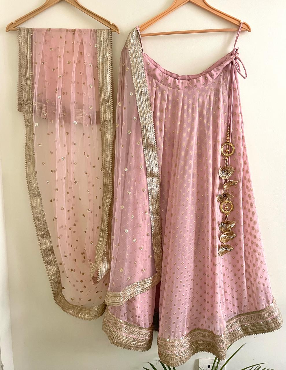 Baby Pink Sequin Work Lehenga Set