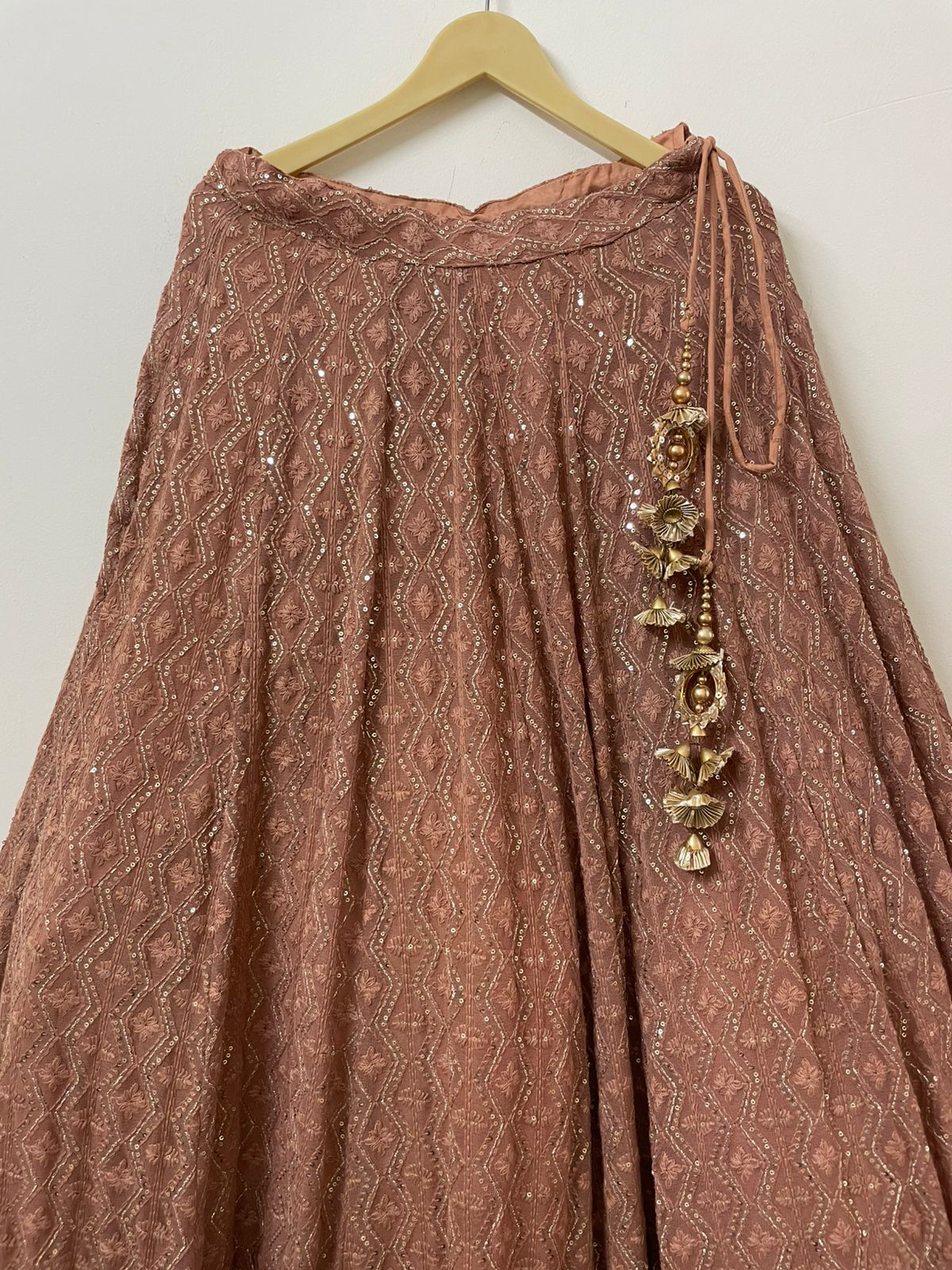 Dusty Rose Chikankari Lehenga Choli Set with Gota Work