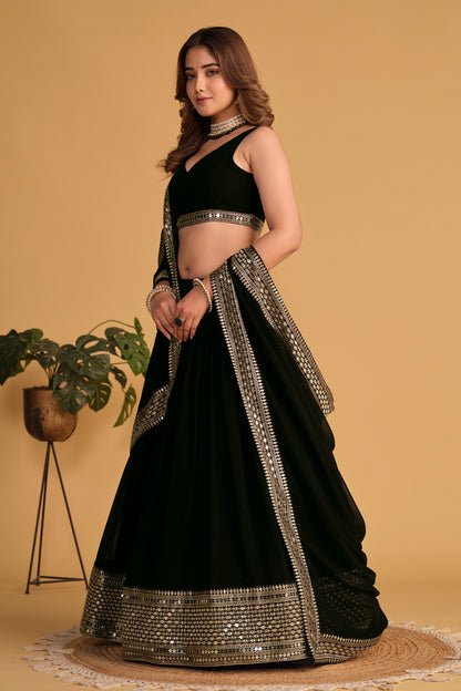 Mystique Black Designer Mirror Work Lehenga Choli