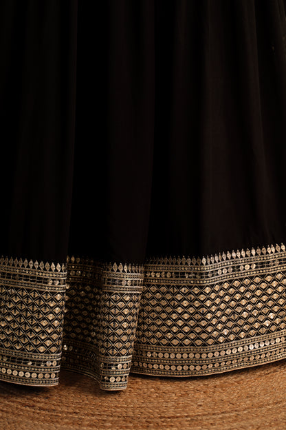 Mystique Black Designer Mirror Work Lehenga Choli