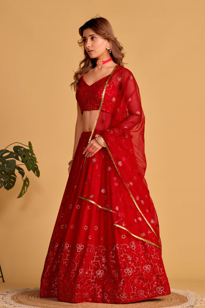 Dazzling Red Designer Lehenga