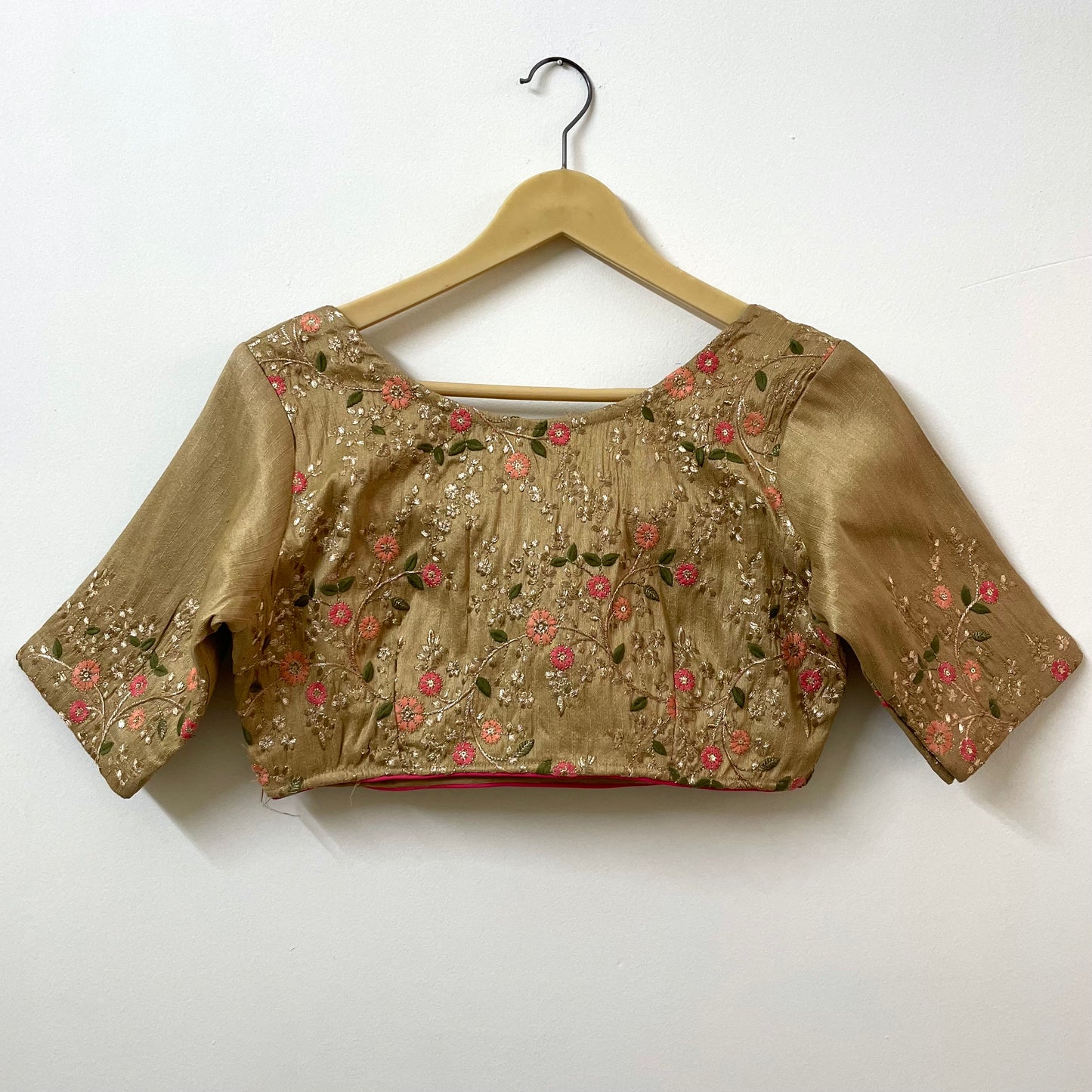 Golden blouse embroidered designer top for ladies