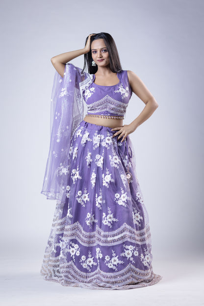 Purple lightweight lehenga for wedding