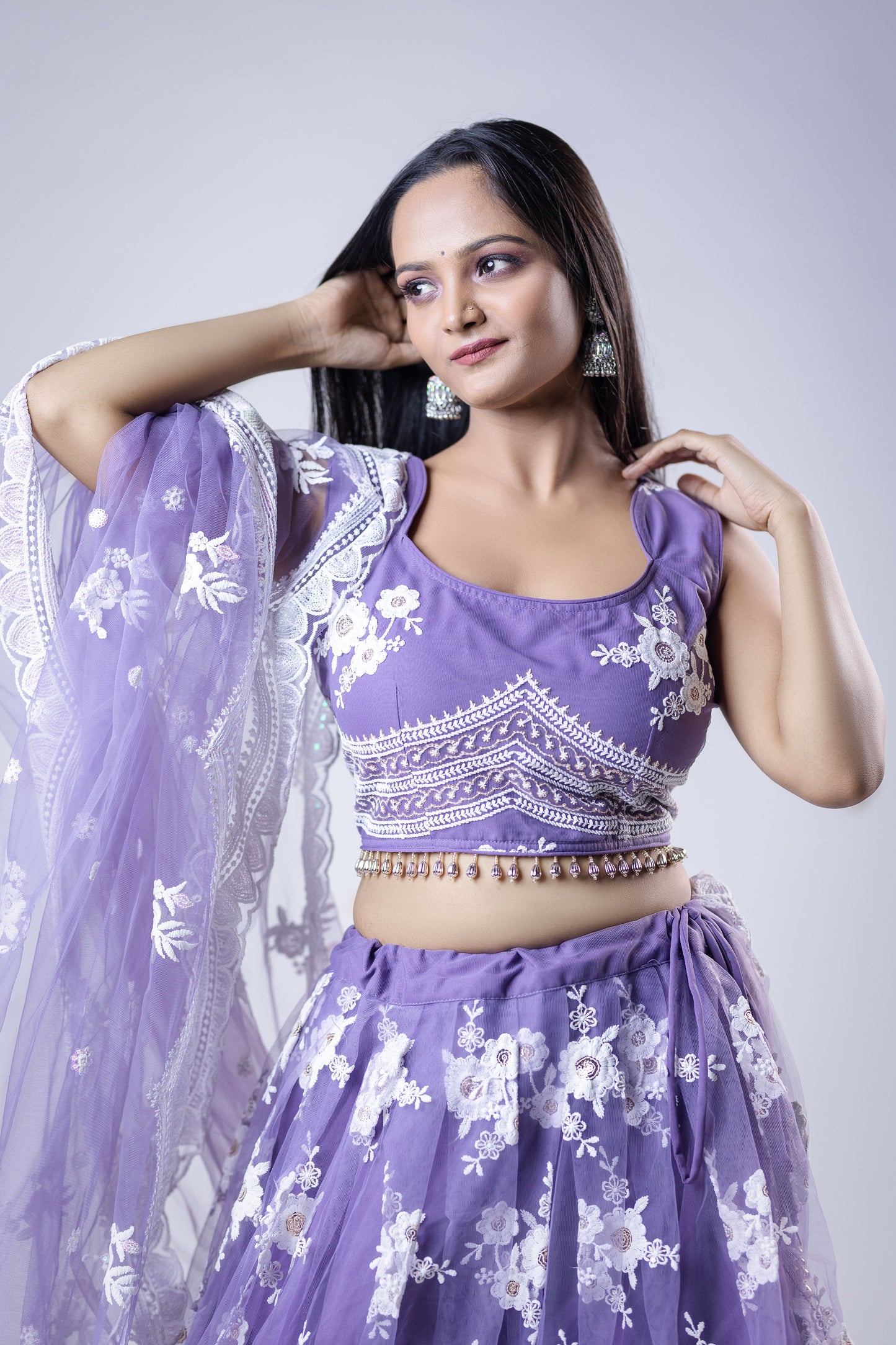 Purple lightweight lehenga for wedding