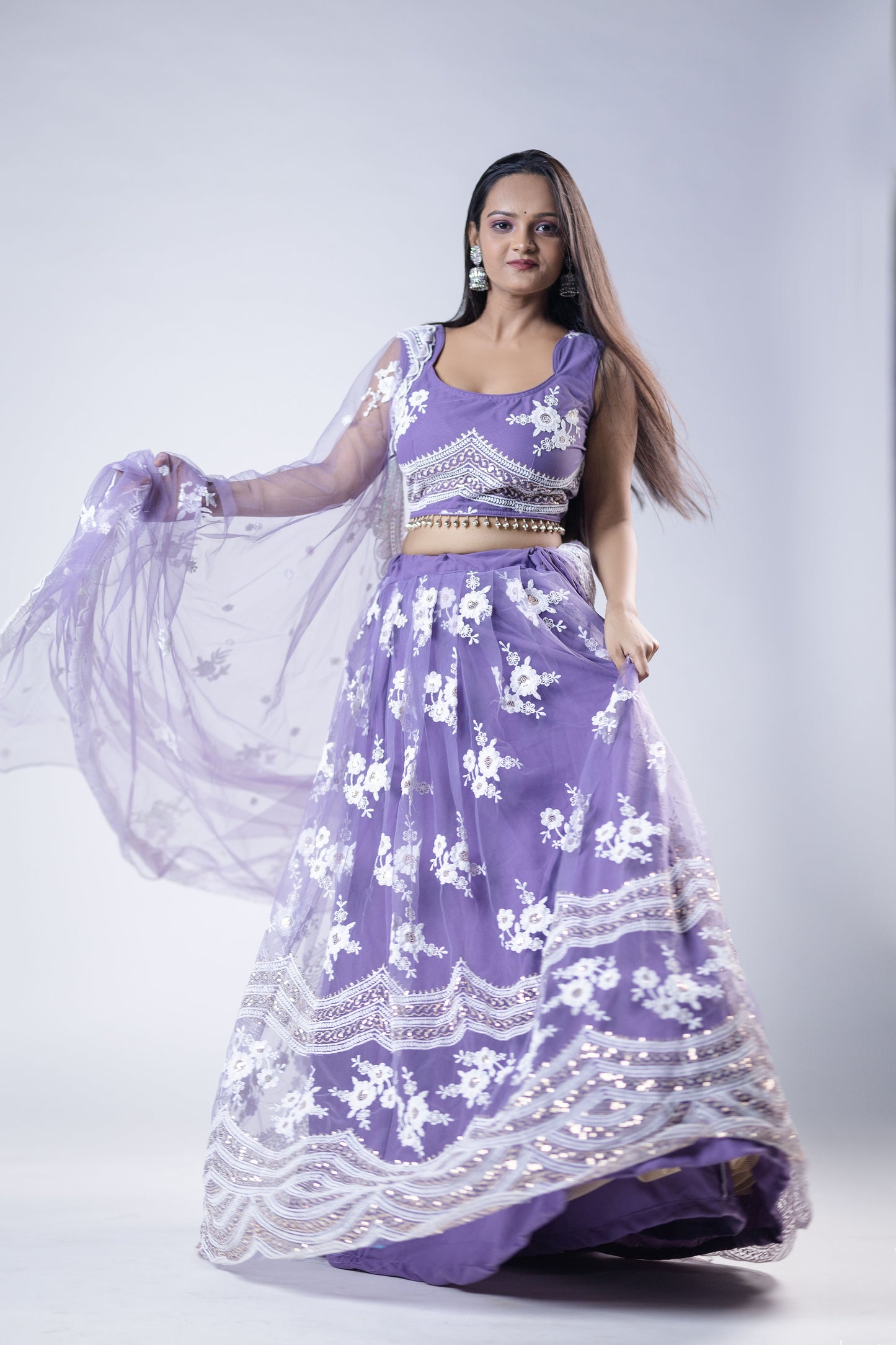 Purple lightweight lehenga for wedding