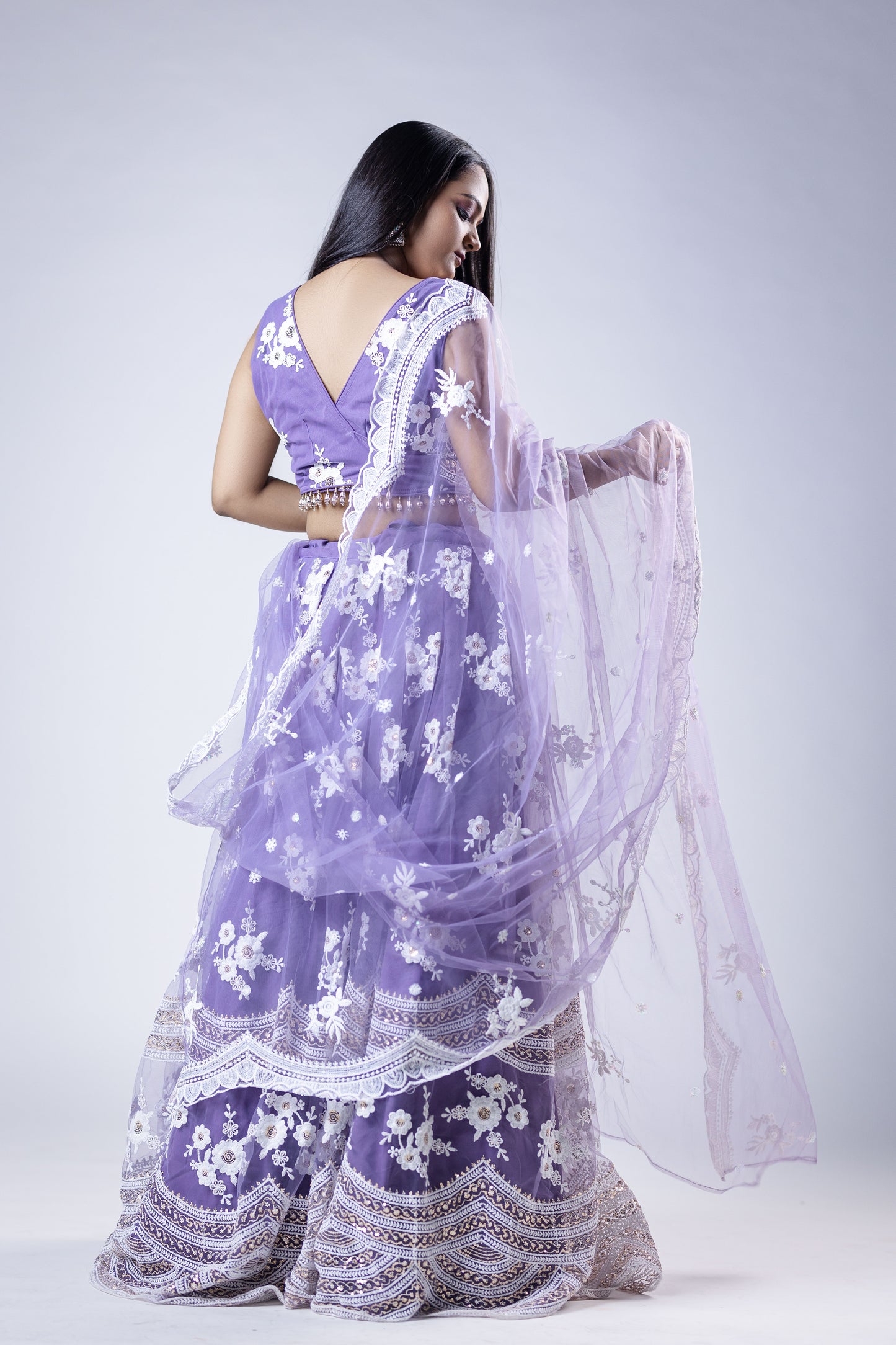 Purple lightweight lehenga for wedding