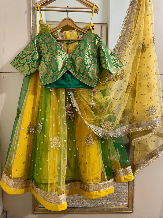 Haldi mehendi outfits for women designer lehenga choli