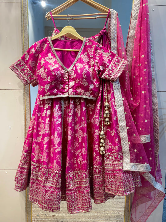 Pink dola silk lehenga choli with dupatta