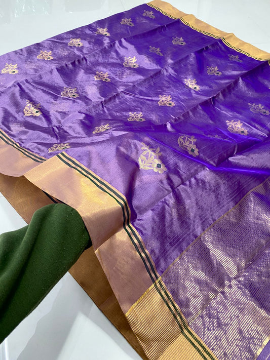 Purple pattu silk handloom saree blouse for women