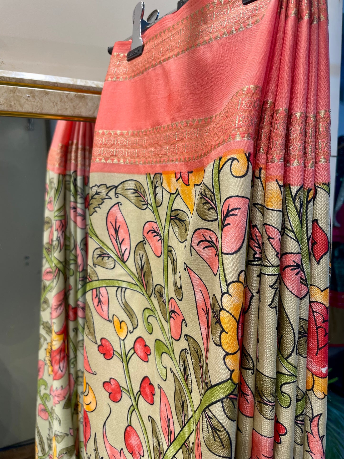 Tussar silk saree with pink blouse