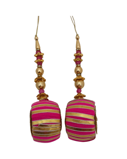 Pink blouse hanging tassels for ethnic Outfit Ornament