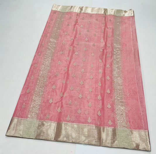 Blush Pink Katan Silk Saree with Zari Woven Motifs
