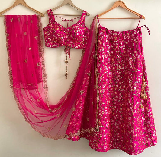 Radiant Rani Pink Embroidered Lehenga Set