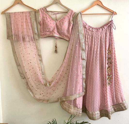 Baby Pink Sequin Work Lehenga Set