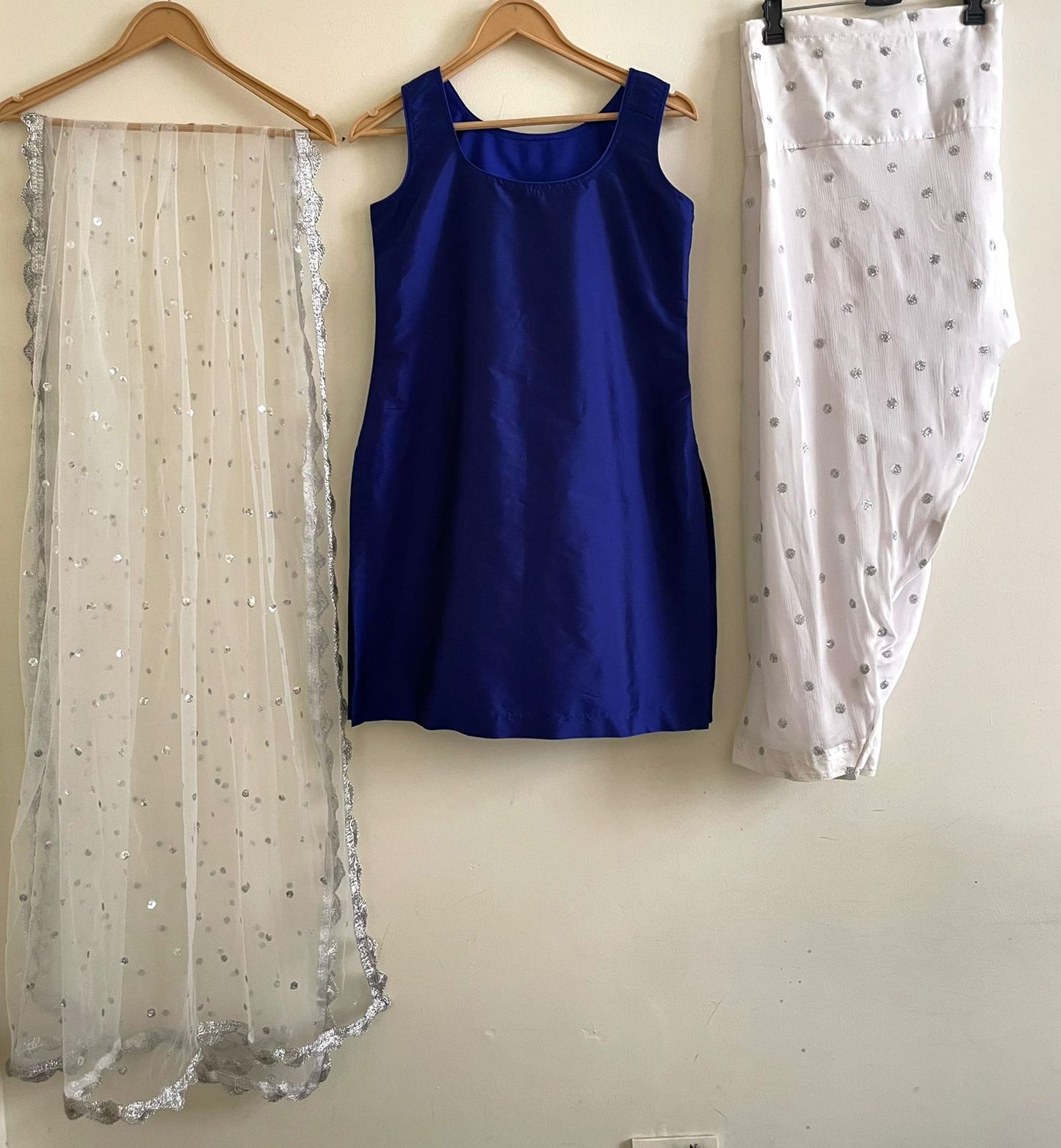 Royal Blue & Silver Sequin Salwar Kameez Set