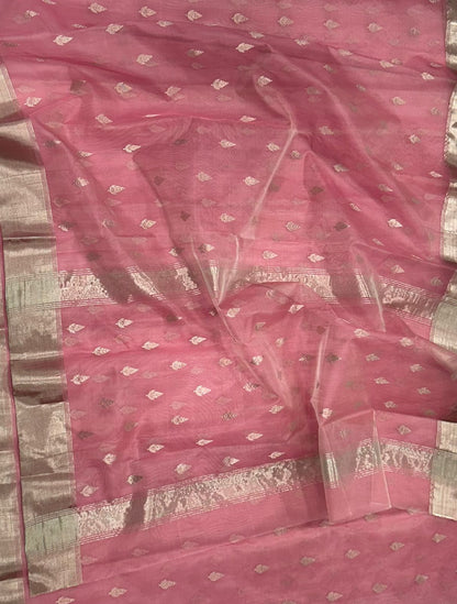 Blush Pink Katan Silk Saree with Zari Woven Motifs
