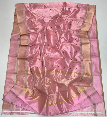 Pink Pattu Silk Saree with Gold & Navy Woven Design