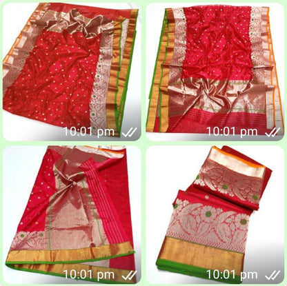 Radiant Pink & Gold Pattu Silk Saree with Intricate Embroidery