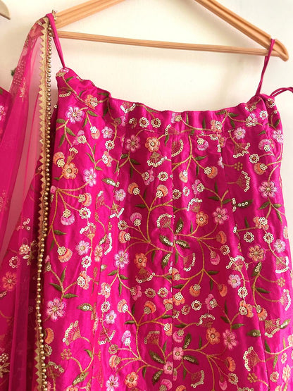 Radiant Rani Pink Embroidered Lehenga Set