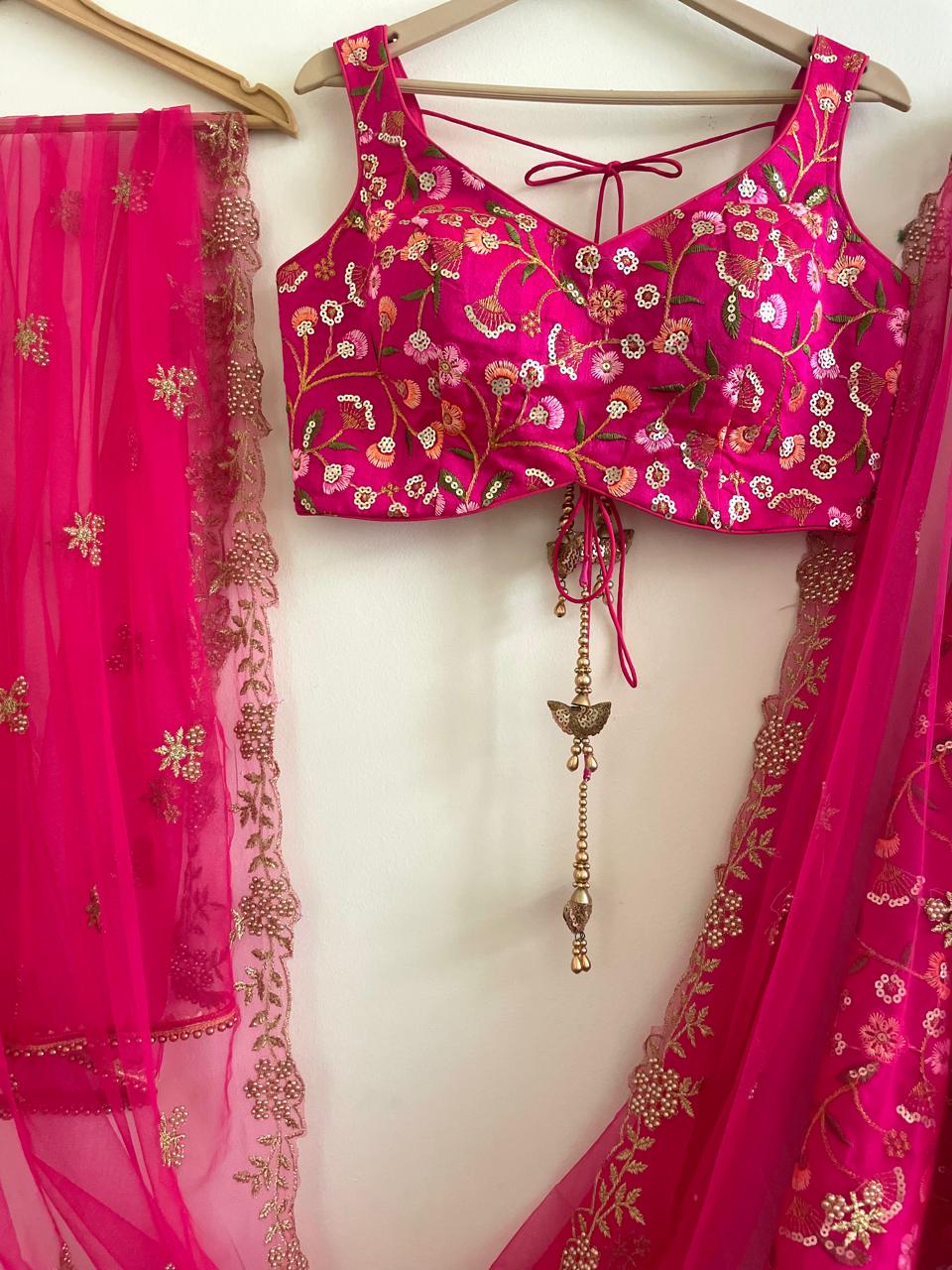 Radiant Rani Pink Embroidered Lehenga Set