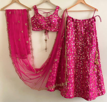Radiant Rani Pink Embroidered Lehenga Set