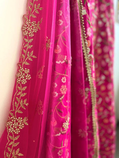 Radiant Rani Pink Embroidered Lehenga Set