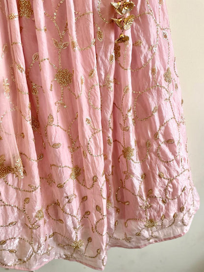 Elegant Blush Pink Embroidered Lehenga Set