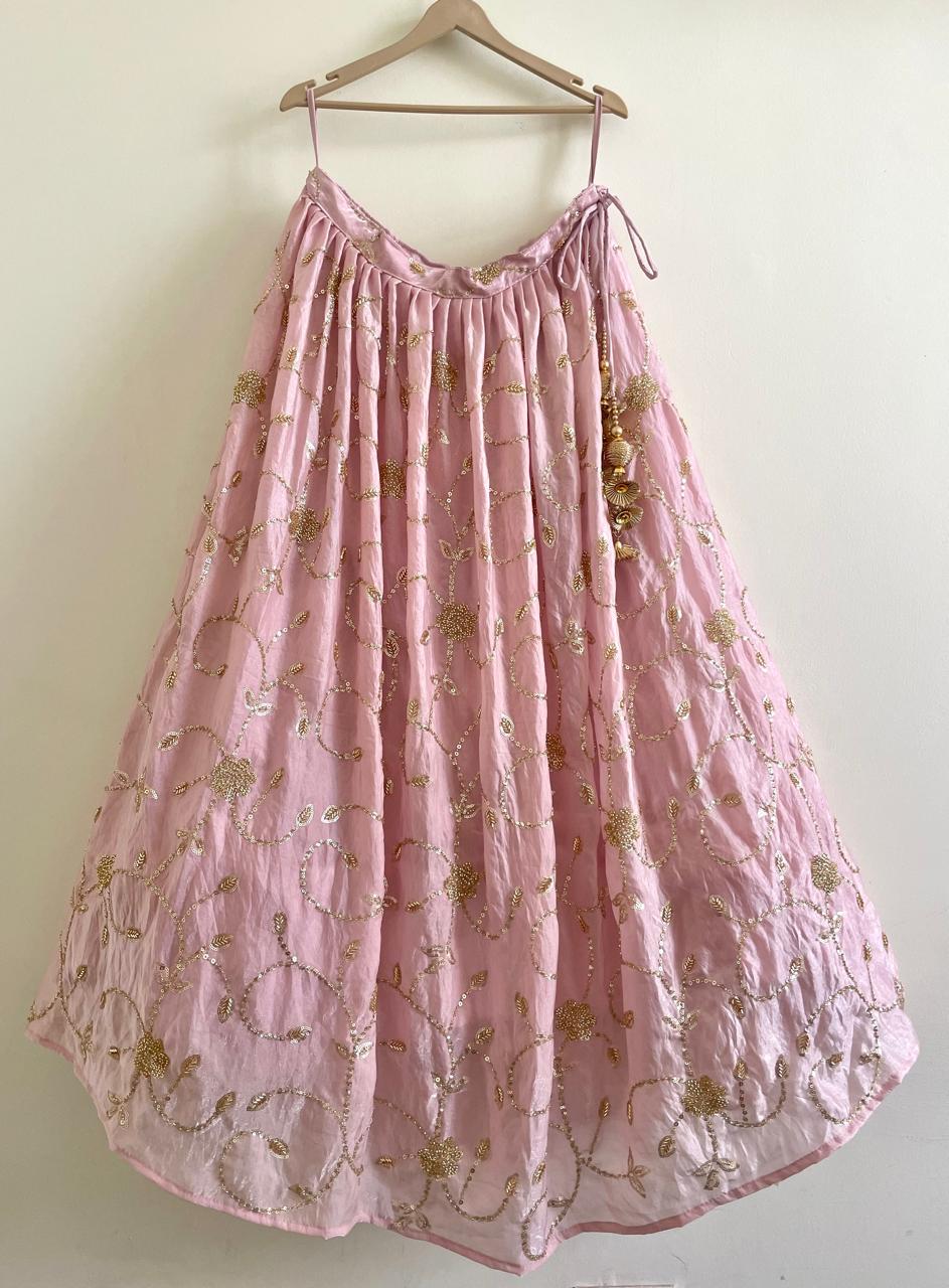 Elegant Blush Pink Embroidered Lehenga Set