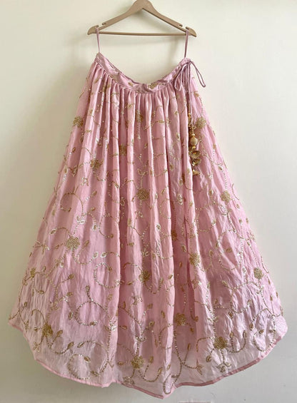 Elegant Blush Pink Embroidered Lehenga Set